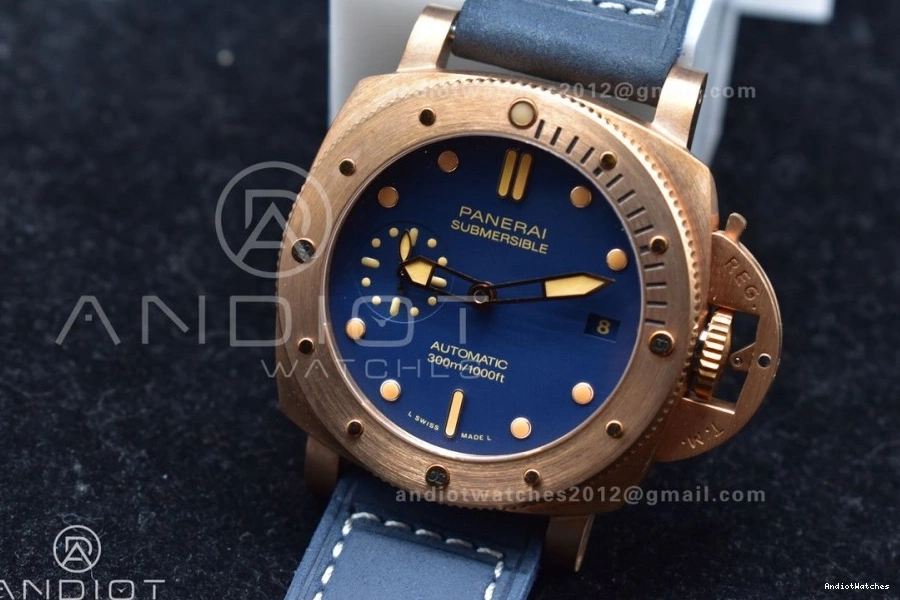 974 Blue Strap Bronzo P.900 Best Breathable Calfskin on PAM1074 VSF W Dial Blue Clone Edition 1:1 0112